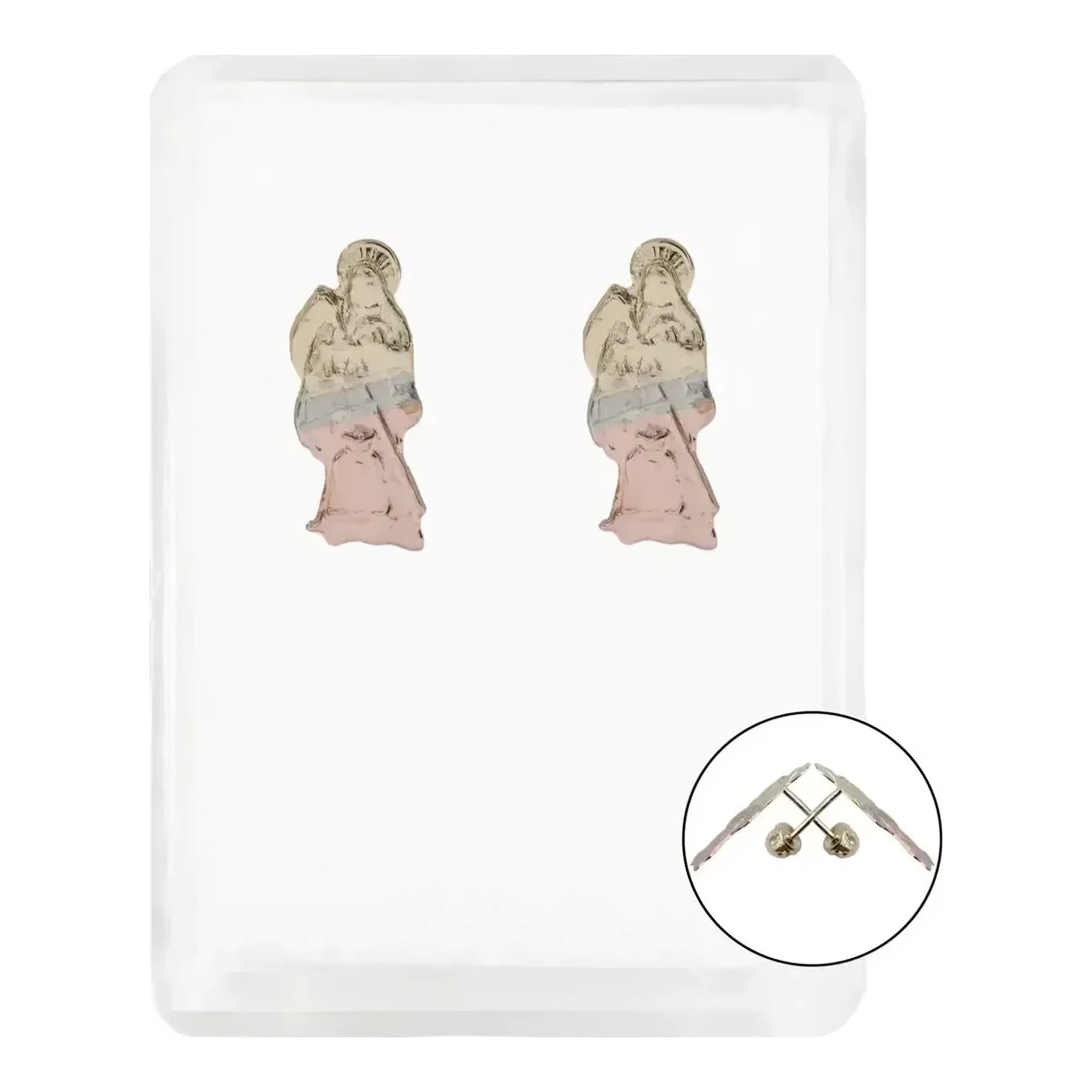 Aretes broquel oro 10k Santa Muerte, diseño florentino. Joyería fina oro 10k, un amuleto de oro 10k y accesorio espiritual co