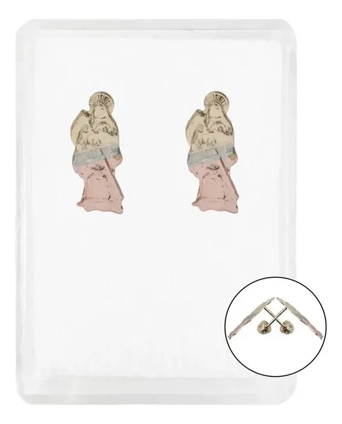 Aretes Broquel Oro 10k Santa Muerte Diseño Florentino - Imagen 1