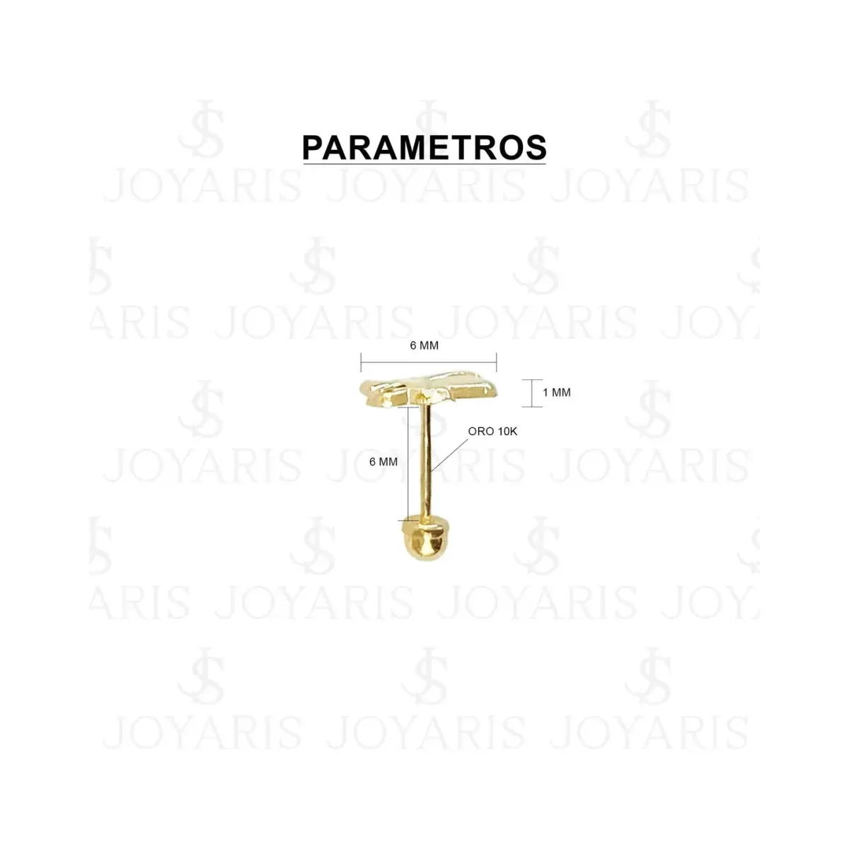 Aretes Broquel Oro 10k Santa Muerte Liso Pequeño - Imagen 2