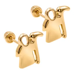 Aretes Broquel Oro 10k Santa Muerte Liso Pequeño - Imagen 2