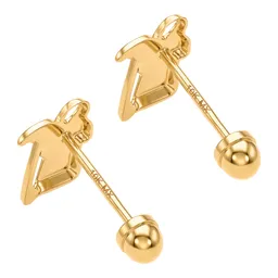 Aretes Broquel Oro 10k Santa Muerte Liso Pequeño - Imagen 3