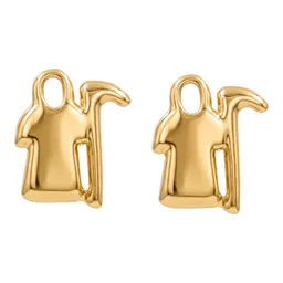 Aretes Broquel Oro 10k Santa Muerte Liso Pequeño - Imagen 4