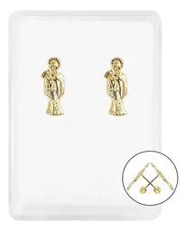 Aretes Broquel Oro 10k Santa Muerte Liso - Imagen 1