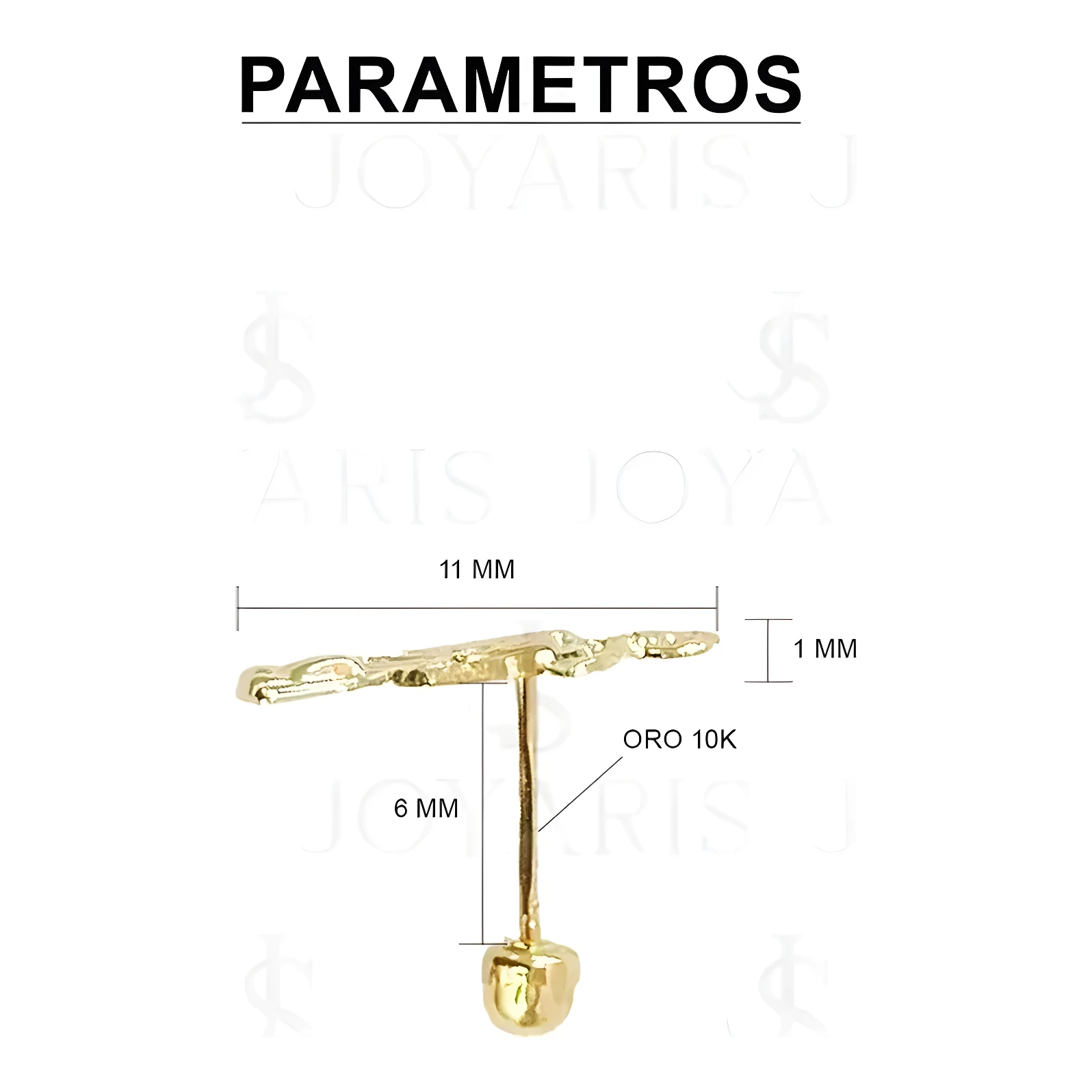 Aretes Broquel Oro 10k Santa Muerte Liso - Imagen 2