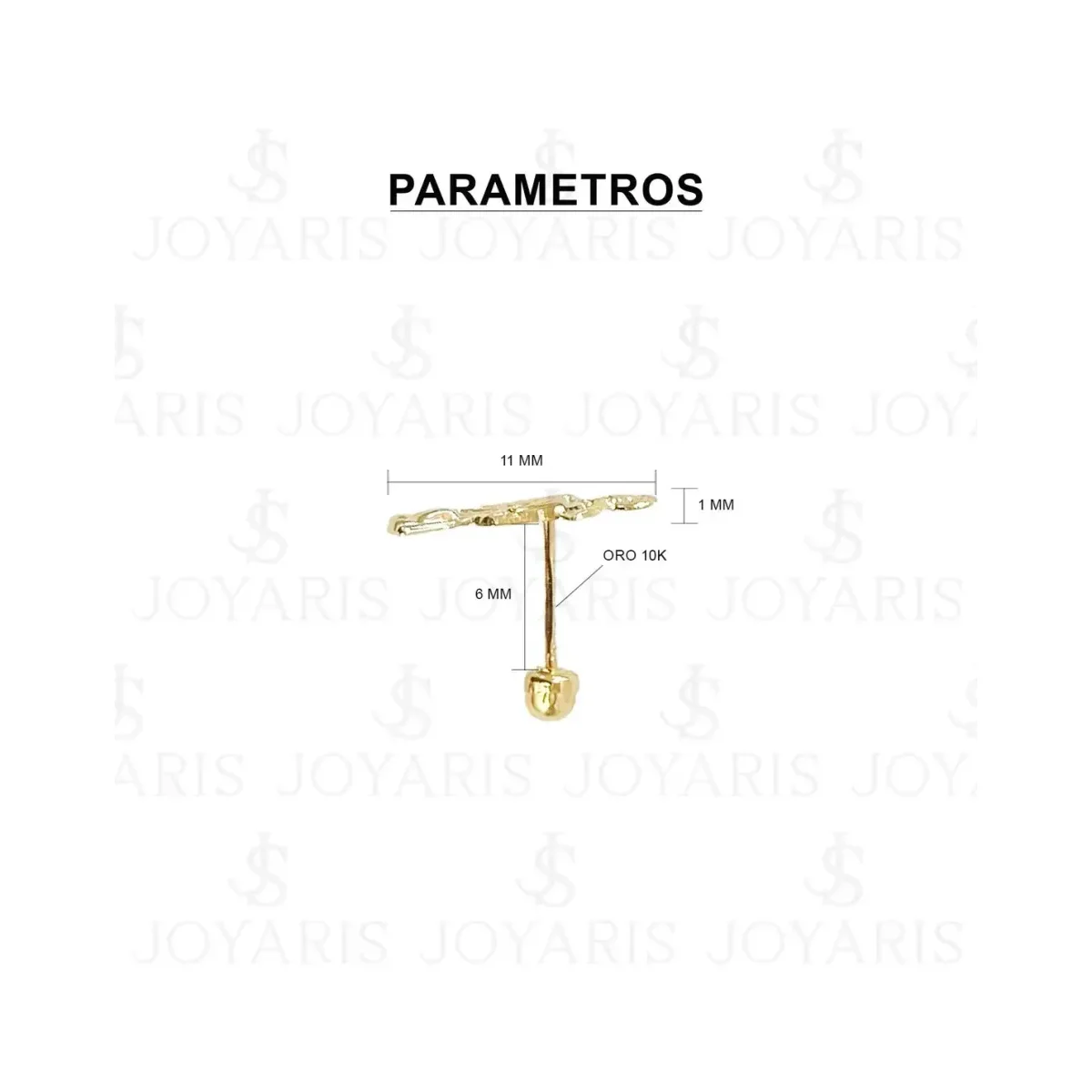 Aretes Broquel Oro 10k Santa Muerte Liso - Imagen 2