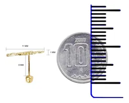 Aretes Broquel Oro 10k Santa Muerte Liso - Imagen 3