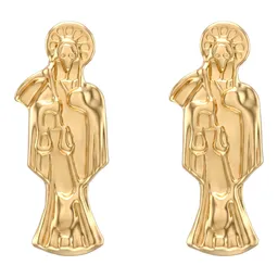 Aretes Broquel Oro 10k Santa Muerte Liso - Imagen 1
