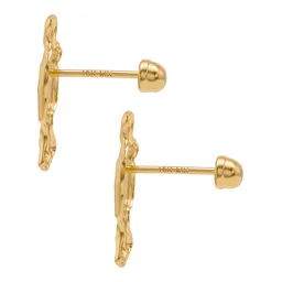 Aretes Broquel Oro 10k Santa Muerte Liso - Imagen 5
