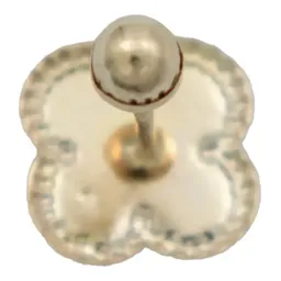 Aretes Broquel Oro 10k Trébol Esmaltado Negro - Imagen 2
