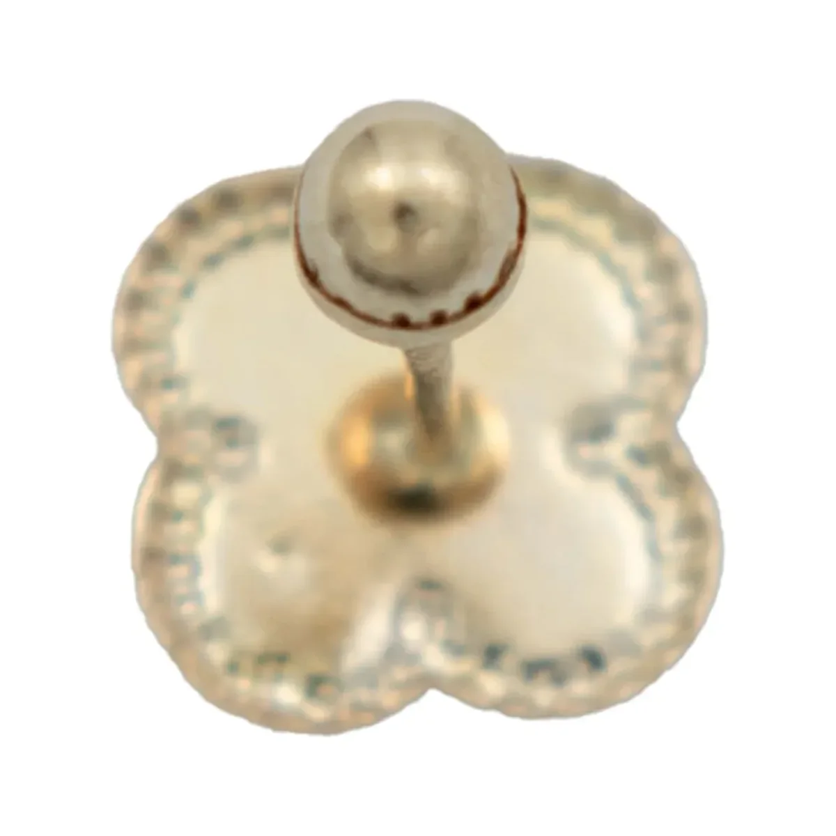 Aretes Broquel Oro 10k Trébol Esmaltado Negro - Imagen 2