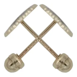 Aretes Broquel Oro 10k Trébol Esmaltado Negro - Imagen 3
