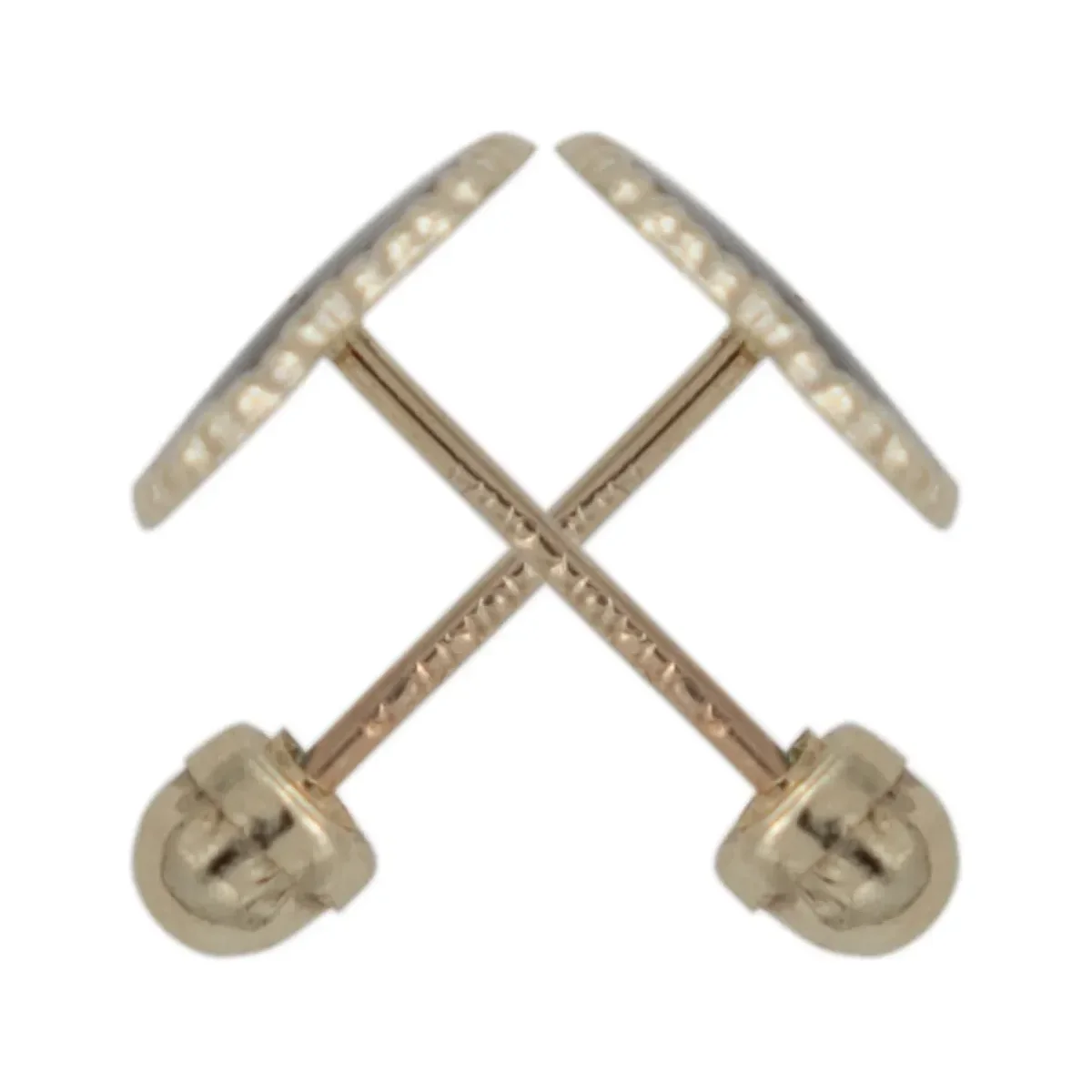 Aretes Broquel Oro 10k Trébol Esmaltado Negro - Imagen 3