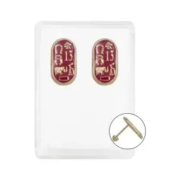 Aretes Broquel Oro 10k Trébol Esmaltado Rojo Joyería Fina - Imagen 1