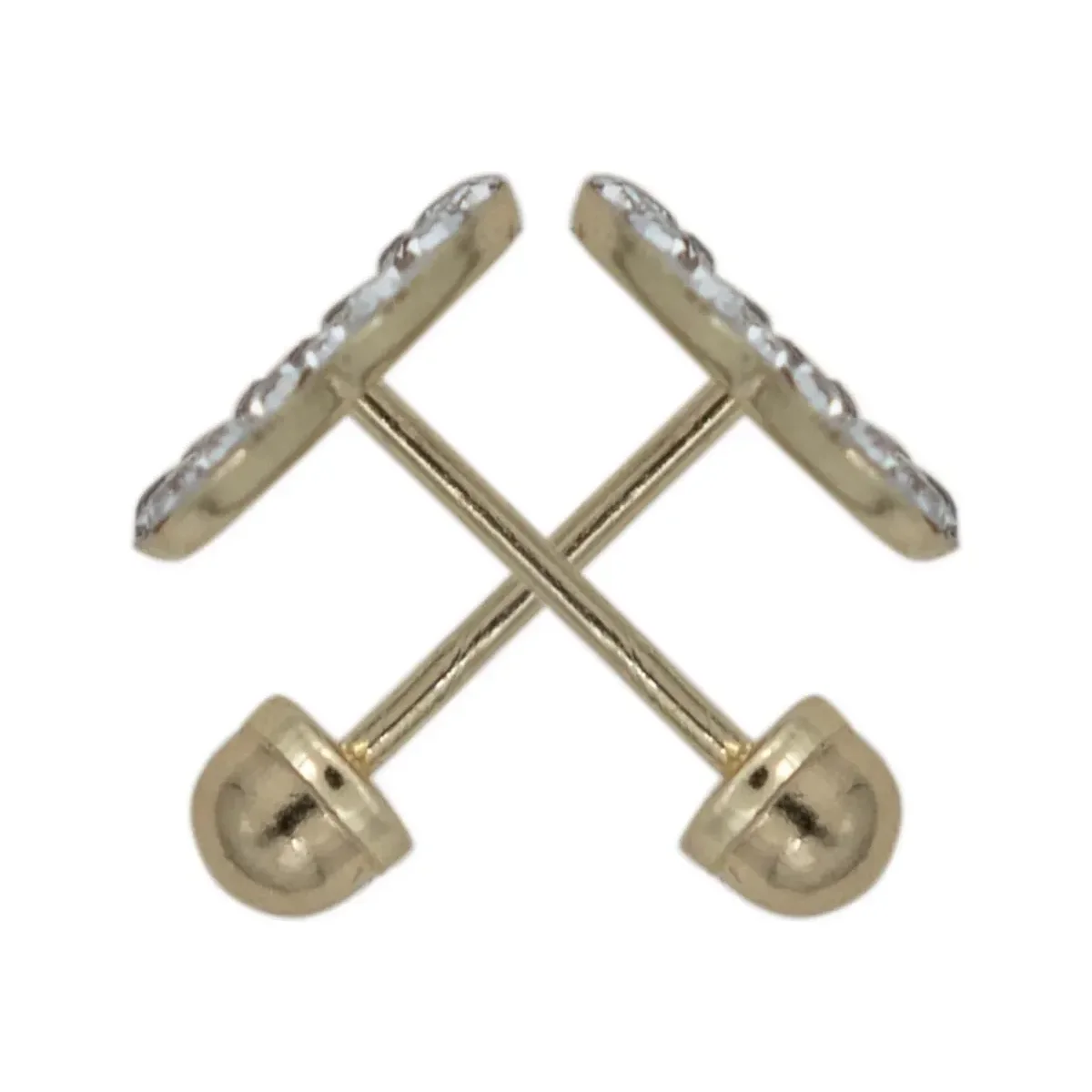 Aretes Broquel Oro 10k Trébol Flor Zirconia 8mm - Imagen 2