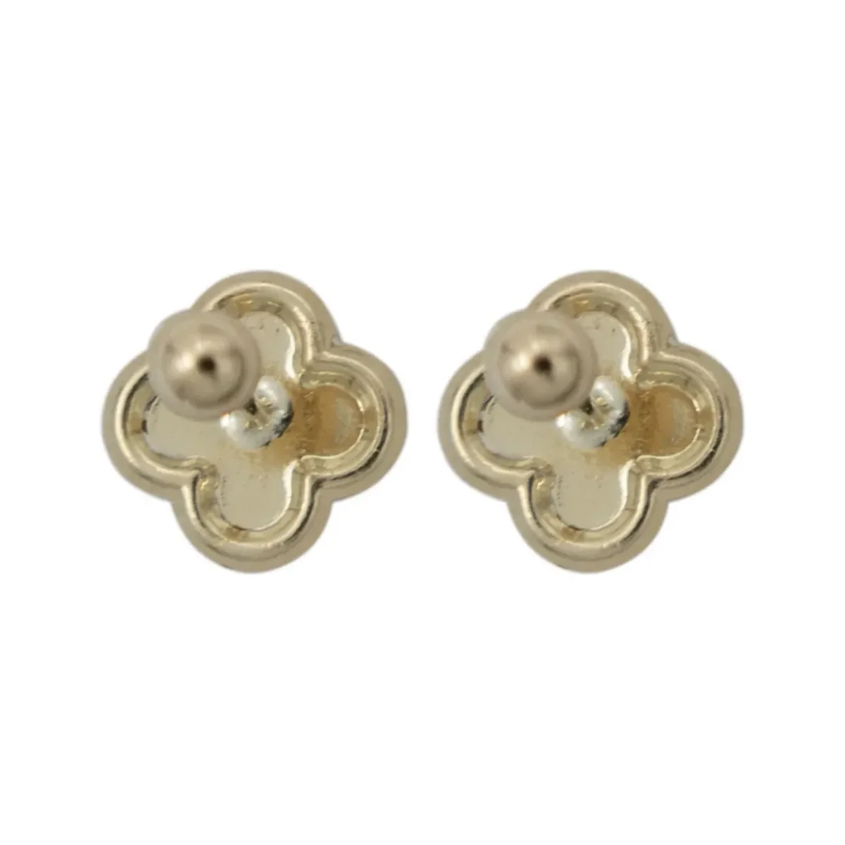 Aretes Broquel Oro 10k Trébol Flor Zirconia 8mm - Imagen 5