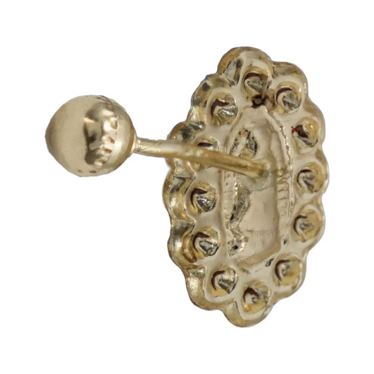 Aretes Broquel Oro 10k Virgen de Guadalupe con Zirconia - Imagen 2