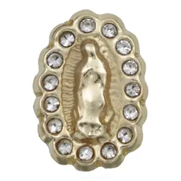 Aretes Broquel Oro 10k Virgen de Guadalupe con Zirconia - Imagen 3
