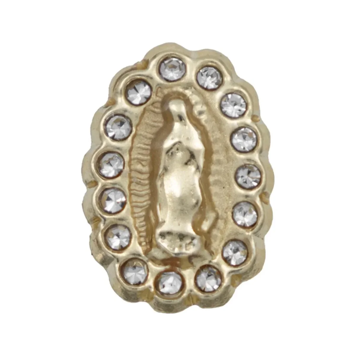 Aretes Broquel Oro 10k Virgen de Guadalupe con Zirconia - Imagen 3
