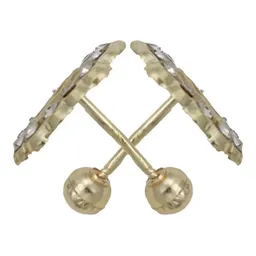 Aretes Broquel Oro 10k Virgen de Guadalupe con Zirconia - Imagen 4