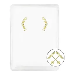 Aretes Broquel Oro 10k Zirconia Blanca Diseño Lambada - Imagen 1