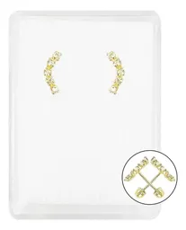 Aretes Broquel Oro 10k Zirconia Arcoíris Diseño Lambada - Imagen 1