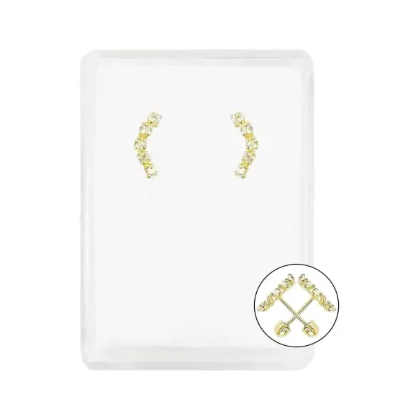 Aretes Broquel Oro 10k Zirconia Arcoíris Diseño Lambada - Imagen 1