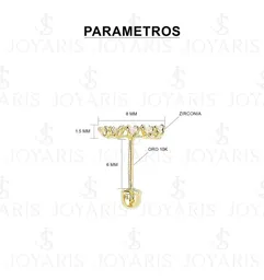 Aretes Broquel Oro 10k Zirconia Arcoíris Diseño Lambada - Imagen 2