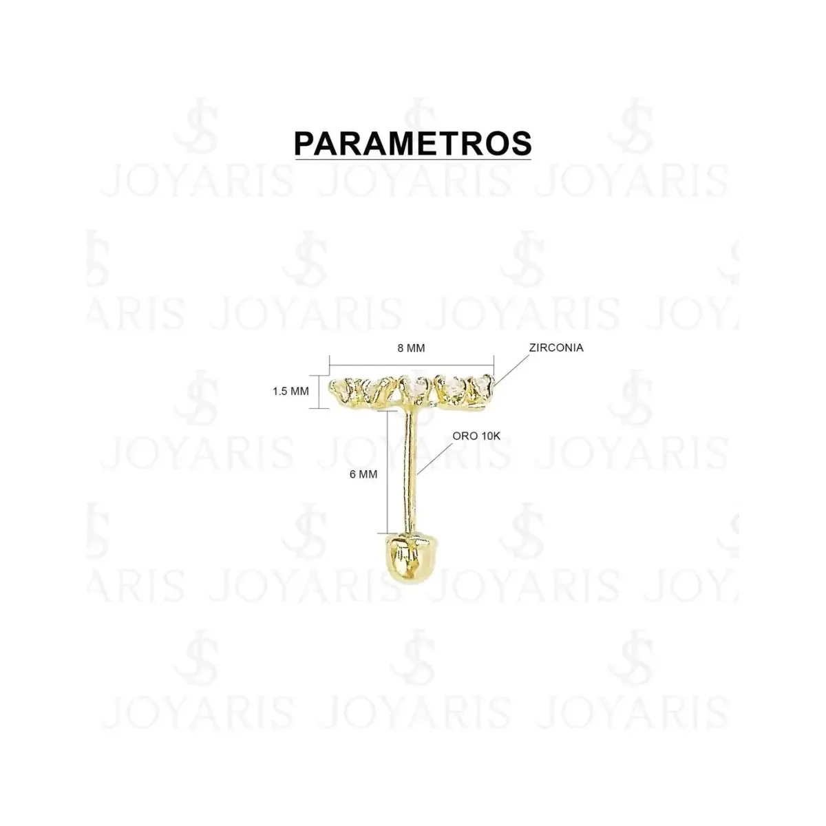 Aretes Broquel Oro 10k Zirconia Arcoíris Diseño Lambada - Imagen 2