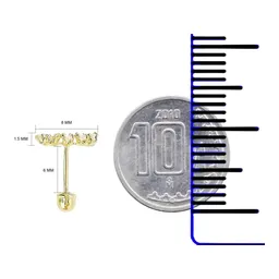 Aretes Broquel Oro 10k Zirconia Blanca Diseño Lambada - Imagen 3