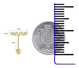 Aretes Broquel Oro 10k Zirconia Arcoíris Diseño Lambada - Imagen 3