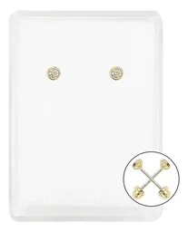 Aretes Broquel Oro 10k Zirconia Blanca Bisel para Mujer - Imagen 1
