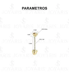 Aretes Broquel Oro 10k Zirconia Blanca Bisel para Mujer - Imagen 2