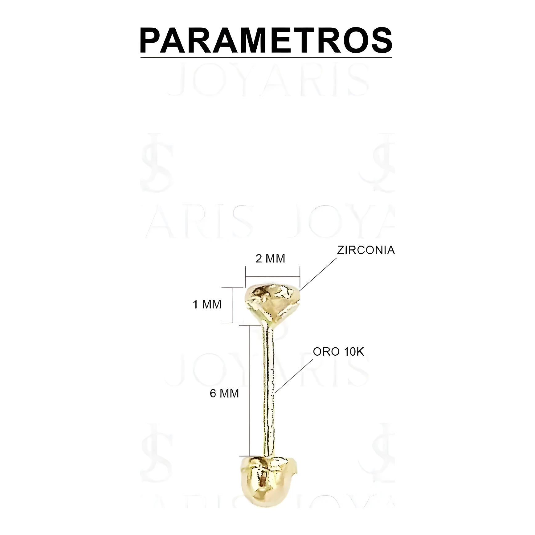 Aretes Broquel Oro 10k Zirconia Blanca Bisel para Mujer - Imagen 2