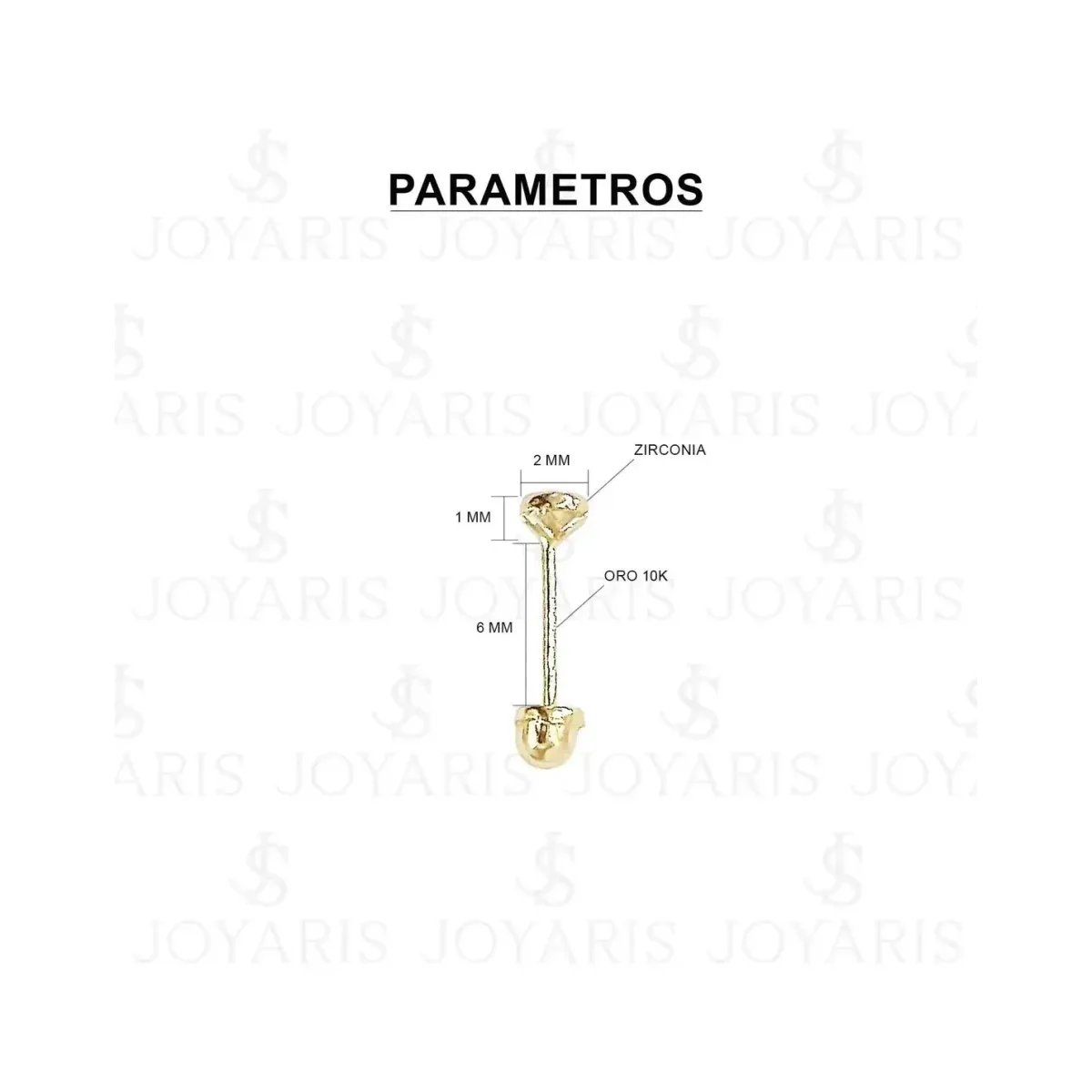 Aretes Broquel Oro 10k Zirconia Blanca Bisel para Mujer - Imagen 2