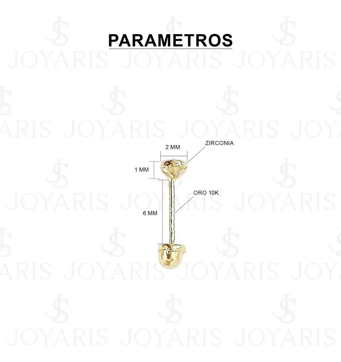Aretes Broquel Oro 10k Zirconia Blanca Bisel para Mujer - Imagen 1