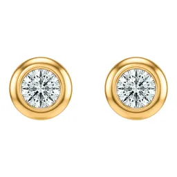 Aretes Broquel Oro 10k Zirconia Blanca Bisel para Mujer - Imagen 1