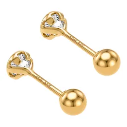 Aretes Broquel Oro 10k Zirconia Blanca Bisel para Mujer - Imagen 4