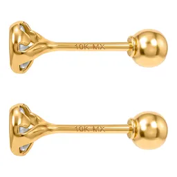 Aretes Broquel Oro 10k Zirconia Blanca Bisel para Mujer - Imagen 5
