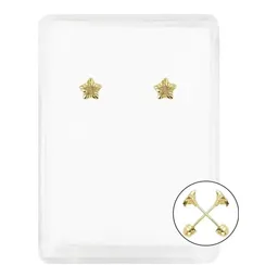 Aretes Broquel Oro 14k Estrella Diamantada con Zirconia - Imagen 1