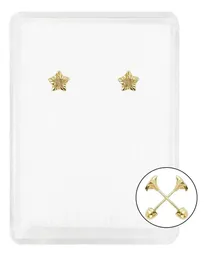 Aretes Broquel Oro 14k Estrella Diamantada con Zirconia - Imagen 1