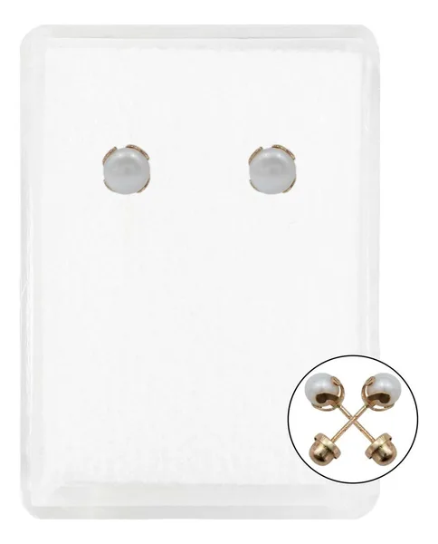 Arete de oro 10k perla natural 5 mm broquel — Joyaris