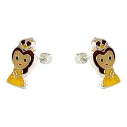 Aretes Broquel Plata 925 Baño Oro Diseño Princesa Artesanal - Imagen 1