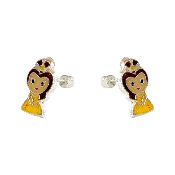 Aretes de plata .925 amarillo broquel Princesas — Joyaris