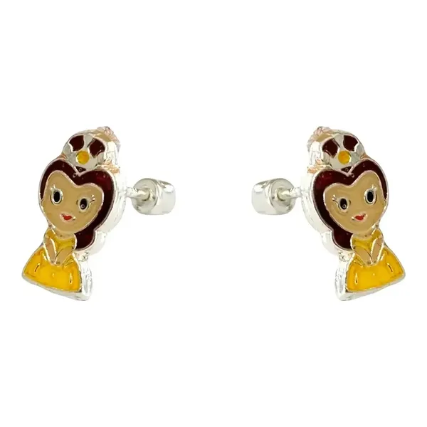 Aretes de plata .925 amarillo broquel Princesas — Joyaris