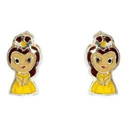Aretes Broquel Plata 925 Baño Oro Diseño Princesa Artesanal - Imagen 2