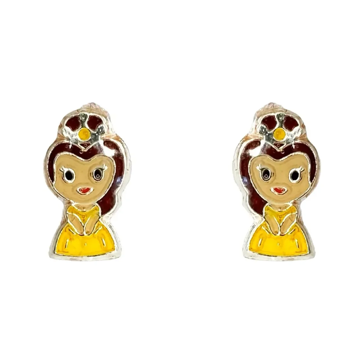 Aretes Broquel Plata 925 Baño Oro Diseño Princesa Artesanal - Imagen 2
