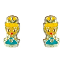 Aretes Broquel Plata 925 con Zirconia Celeste Minimalista - Imagen 2