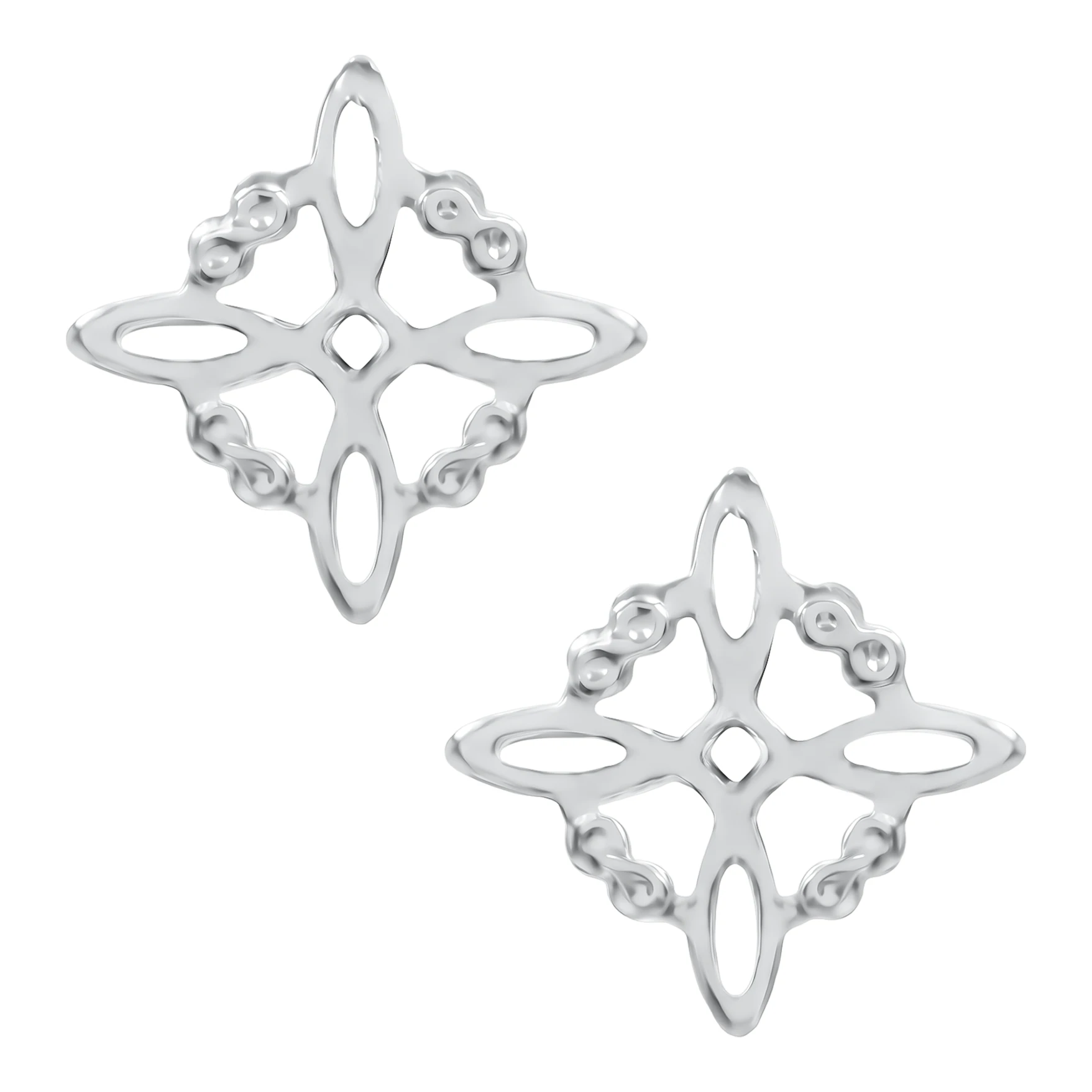 Broquel nudo de bruja plata ley 925 acabado laser color plateado brillante con broche de rosca aretes misticos de proteccion