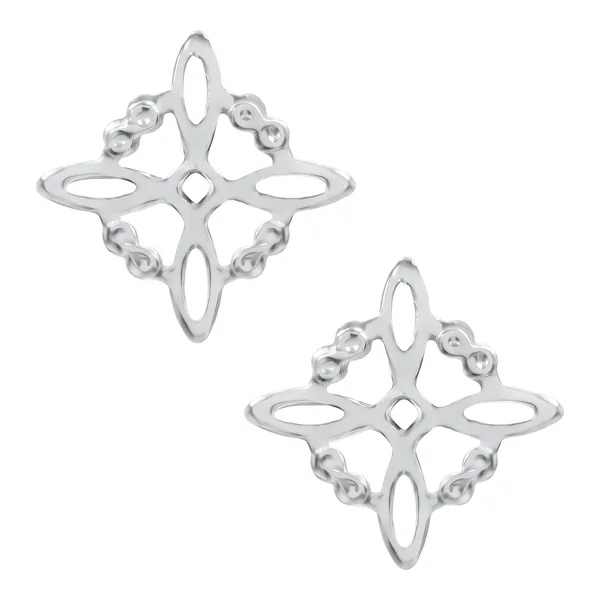 Aretes Broquel Plata 925 Diseño Nudo de Bruja Artesanal - Imagen 1