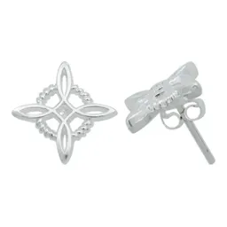 Aretes Broquel Plata 925 Nudo Bruja Celta con Zirconia - Imagen 1